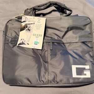 GUESS Man Gray Laptop Briefcase with Logo NWT